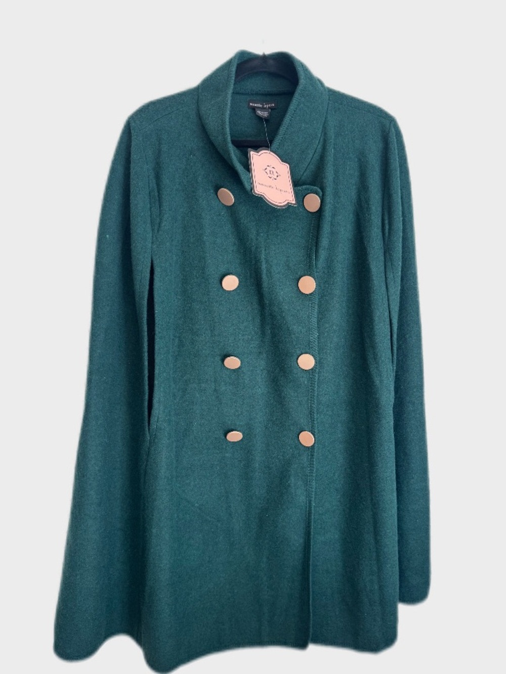 Nanette Lepore Emerald Double-Breasted Cape Coat